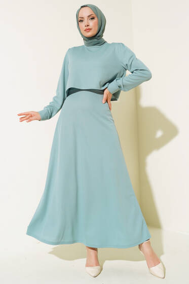 Kol Manşetli Etekli İkili Takım Mint - İkili Takım