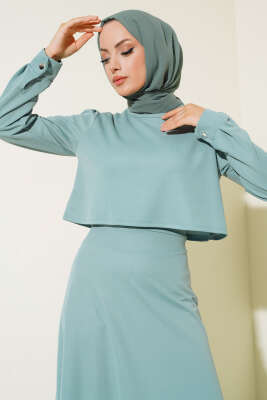 Kol Manşetli Etekli İkili Takım Mint - Yılın Fırsatı