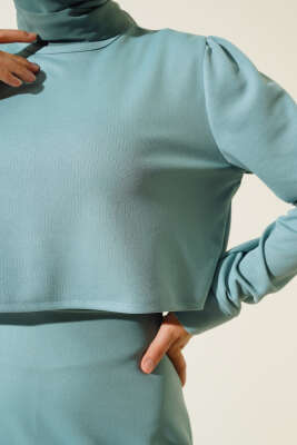 Kol Manşetli Etekli İkili Takım Mint - Yılın Fırsatı