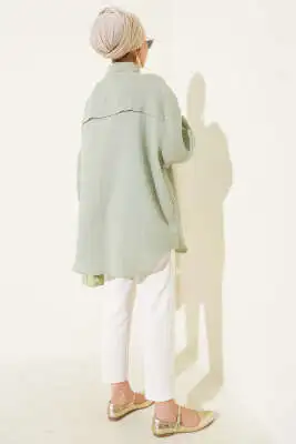 Kol Manşetli Oversize Gömlek Haki - Gömlek