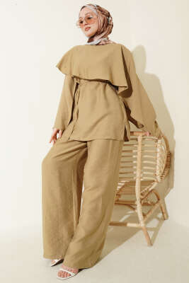 Kol Pelerinli İp Kuşaklı İkili Takım Altuni - TABA