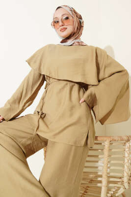 Kol Pelerinli İp Kuşaklı İkili Takım Altuni - İkili Takım