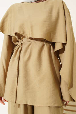 Kol Pelerinli İp Kuşaklı İkili Takım Altuni - İkili Takım