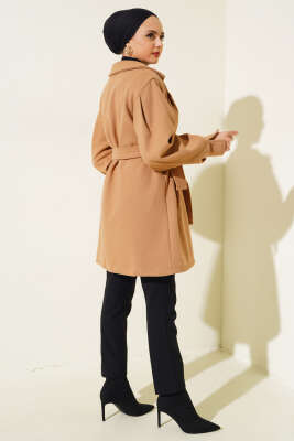 Kol Pensli Kuşaklı Kaşe Kaban Camel - 700-1000 TL Ürünler