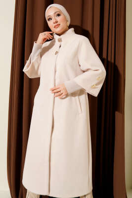 Kol Ribanalı Gold Düğmeli Goldfox Kaban Bej - Kaban