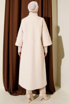 Kol Ribanalı Gold Düğmeli Goldfox Kaban Bej - Kaban