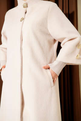 Kol Ribanalı Gold Düğmeli Goldfox Kaban Bej - Kaban