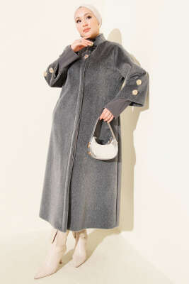 Kol Ribanalı Gold Düğmeli Goldfox Kaban Füme - AYSEMA