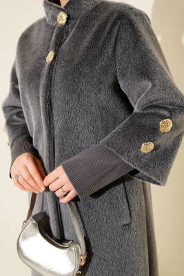 Kol Ribanalı Gold Düğmeli Goldfox Kaban Füme - Kaban