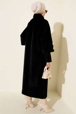 Kol Ribanalı Gold Düğmeli Goldfox Kaban Siyah - Kaban