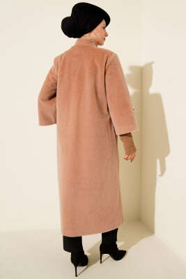 Kol Ribanalı Gold Düğmeli Kaban Camel - Kaban