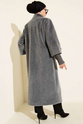 Kol Ribanalı Gold Düğmeli Kaban Füme - Kaban