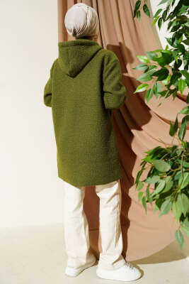 Kol Ribanalı Kapüşonlu Buklet Kap Çağla Yeşili - Dış Giyim&Mont