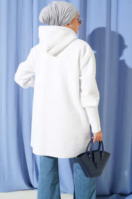 Kol Ribanalı Kapüşonlu Buklet Kap Ekru - Dış Giyim&Mont