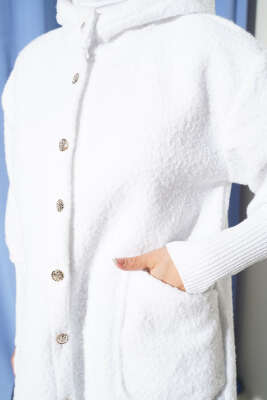 Kol Ribanalı Kapüşonlu Buklet Kap Ekru - Dış Giyim&Mont