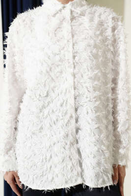 Kol Ribanalı Sakallı Gömlek Ekru - Gömlek