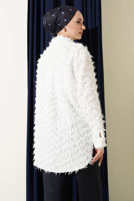 Kol Ribanalı Sakallı Gömlek Ekru - Gömlek