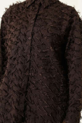 Kol Ribanalı Sakallı Gömlek Kahve - Gömlek