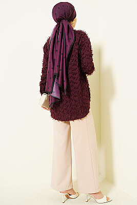 Kol Ribanalı Sakallı Gömlek Mürdüm - Gömlek