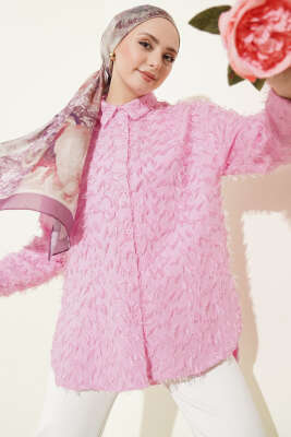 Kol Ribanalı Sakallı Gömlek Pembe - HELLIE