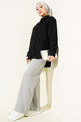 Kol Ribanalı Sakallı Gömlek Siyah - Gömlek