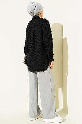 Kol Ribanalı Sakallı Gömlek Siyah - Gömlek