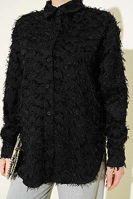 Kol Ribanalı Sakallı Gömlek Siyah - Gömlek