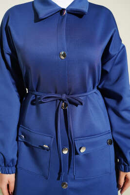 Kol Şeritli Düğmeli Scuba İkili Takım Lacivert - Scuba Ürünler