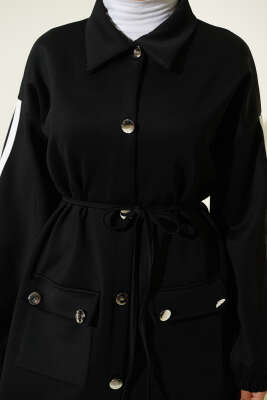 Kol Şeritli Düğmeli Scuba İkili Takım Siyah - Scuba Ürünler