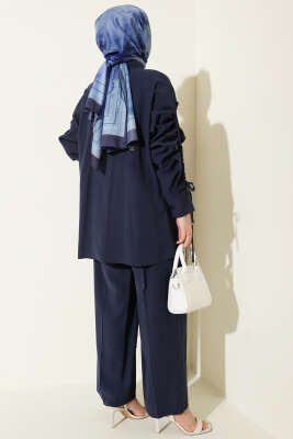 Kol Tünelli Büzgülü İkili Takım Lacivert - İkili Takım