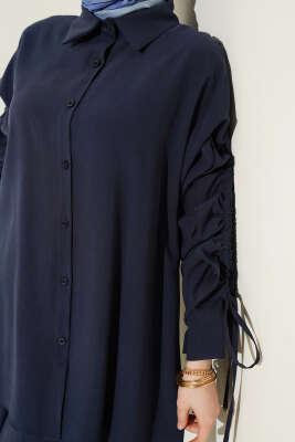 Kol Tünelli Büzgülü İkili Takım Lacivert - İkili Takım