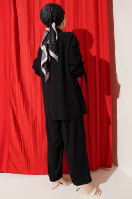 Kol Tünelli Büzgülü İkili Takım Siyah - İkili Takım