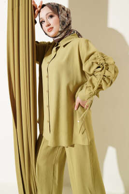 Kol Tünelli Büzgülü İkili Takım Yağ Yeşili - İkili Takım