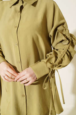 Kol Tünelli Büzgülü İkili Takım Yağ Yeşili - İkili Takım