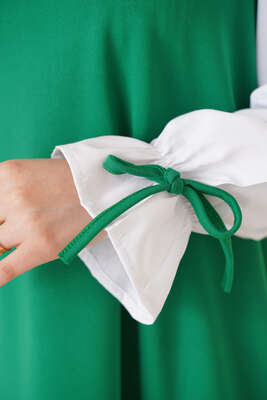 Kol Ucu İpli Garnili Elbise Benetton - Tesettür Elbise