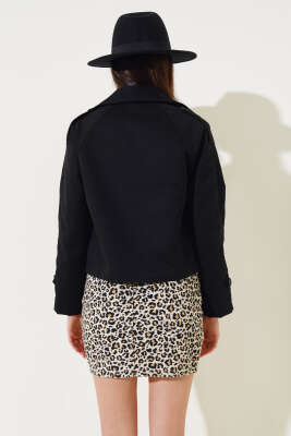 Kol ve Omuz Apoletli Kısa Ceket Siyah - Kadın Giyim Modelleri