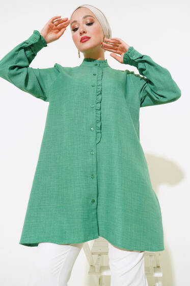 Kol ve Yaka Fırfır Detaylı Gömlek Benetton - Gömlek