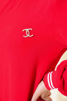 Kol Ve Yakası Ribanalı Elbise Kırmızı - Tesettür Elbise