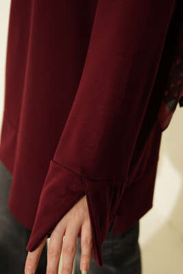 Kol Yırtmaçlı Loyşa Tunik Bordo - Tunik