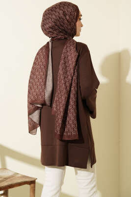 Kol Yırtmaçlı Loyşa Tunik Kahve - Tunik