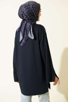 Kol Yırtmaçlı Loyşa Tunik Lacivert - Tunik
