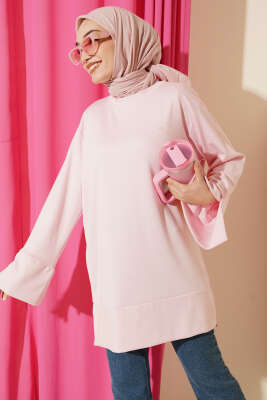 Kol Yırtmaçlı Loyşa Tunik Pembe - DESTİNA