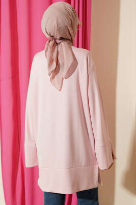 Kol Yırtmaçlı Loyşa Tunik Pembe - Tunik