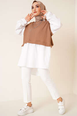 Koları Garnili Latte Tunik - Tunik