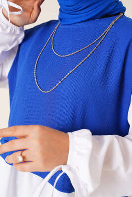 Koları Garnili Saks Tunik - Tunik