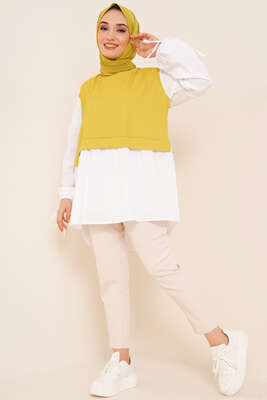 Koları Garnili Yağ Yeşil Tunik - Tunik