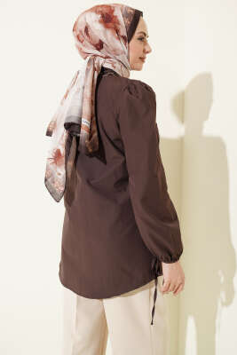 Kolları Bağcık Detaylı Gömlek Kahve - Gömlek