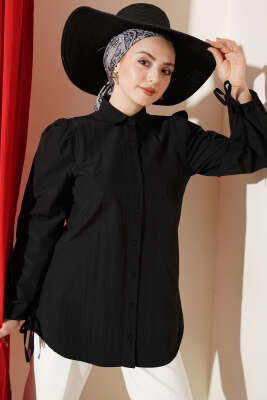 Kolları Bağcık Detaylı Gömlek Siyah - SAS