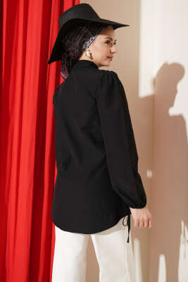 Kolları Bağcık Detaylı Gömlek Siyah - Gömlek