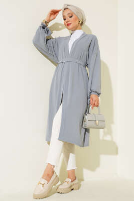 Kolları Bağcıklı Ayrobin Hırka Gri - Yılın Fırsatı